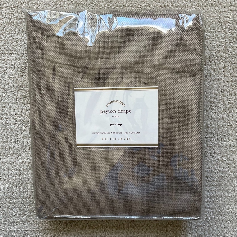Set of 2 New Pottery Barn Peyton Pole Top 50" x 96" Drape Curtains - Mushroom